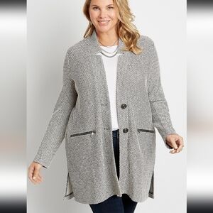 Maurices Tweed Black White Over Coat Size XXL